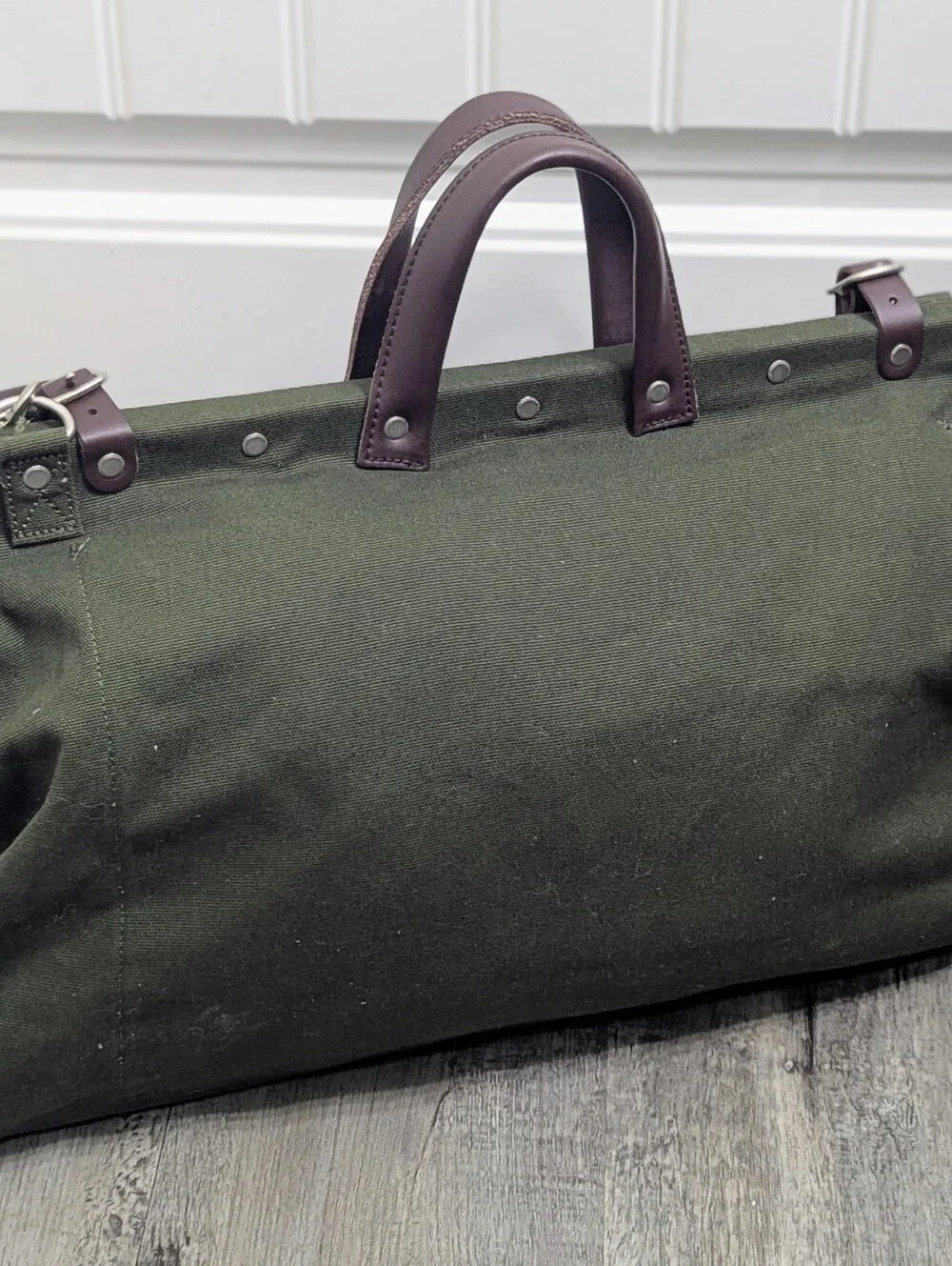 Line of Trade Olive Green Canvas Weekender with Brown Trim